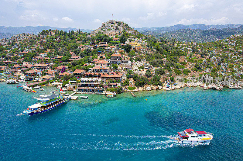 海上交通Kaleköy, Kekova。蓝色的航行。每日船之旅。游艇之旅。